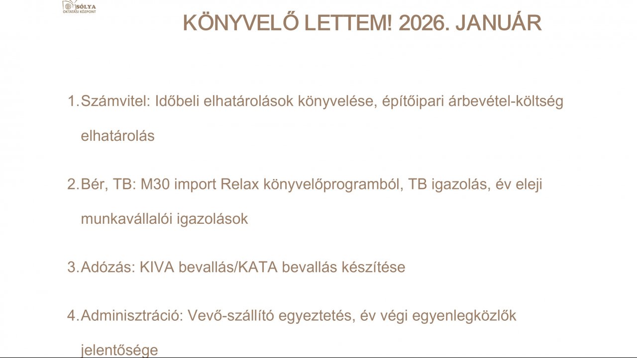Könyvelő lettem! 2026 január